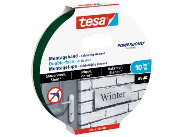 TESA 77749-00000, Listverkstape, Svart, 5 m, Innendørs og utendørs, Murstein, Stein, 0,1 kg/cm