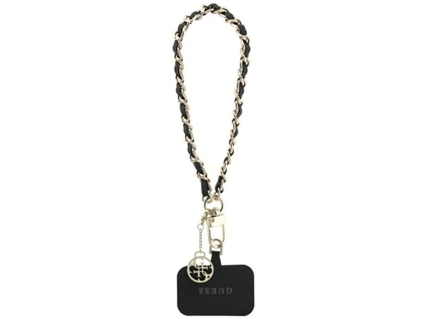 Guess GUOUCHSAMC4K Universalveske med håndleddsstropp - svart Saffiano-kjede 4G Charm