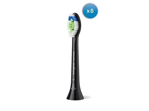 Philips Optimal White HX6068/88 Harjaspääpakkaus, 8 kpl, 8 kpl, musta, 3 kuukautta, Keskikokoinen, 62000 liikettä minuutissa, Philips