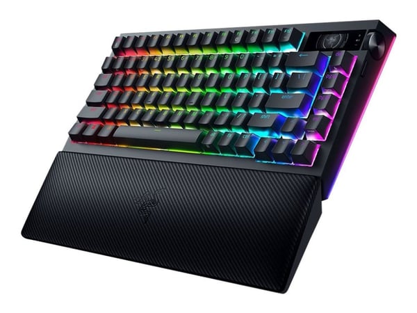 Razer BlackWidow V4 Pro - Tastatur - 75% - med OLED display, command dial - bakgrunnsbelyst - trådløs - USB-C, 2.4 GHz, Bluetooth 5.1 - QWERTY - US...