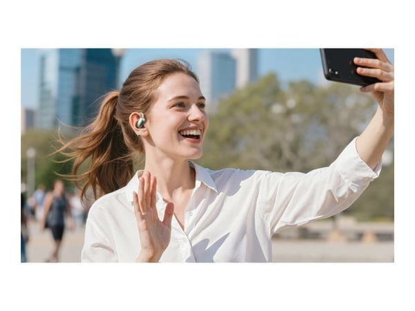 Soundcore AeroFit 2 AI Assistant - True wireless-hodetelefoner med mikrofon - åpent øre - over-øret-montering - Bluetooth - grønn