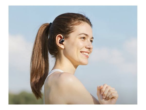 Soundcore AeroFit 2 AI Assistant - True wireless-hodetelefoner med mikrofon - åpent øre - over-øret-montering - Bluetooth - svart