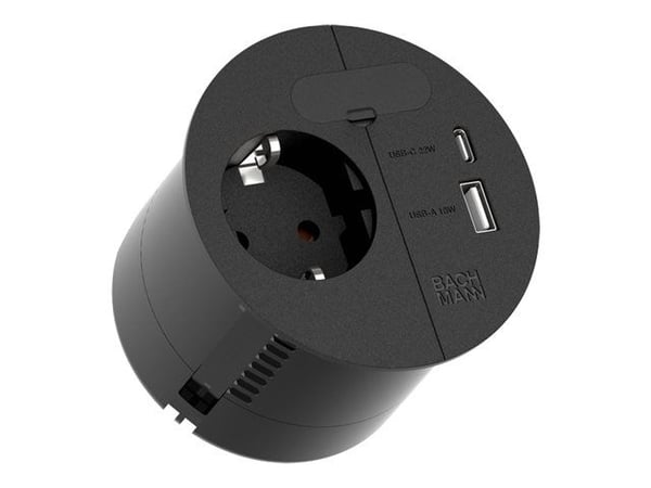 Bachmann Loop in Charge, Type E + USB A + USB C, CEE 7/3, 2P, Sisäinen, musta, IP20