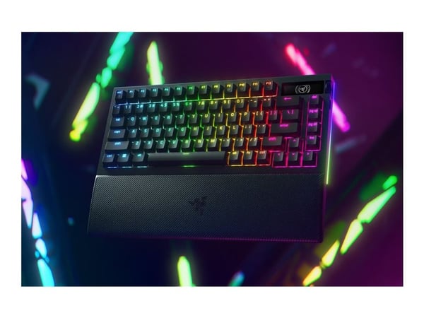 Razer BlackWidow V4 Pro - Tastatur - 75% - med OLED display, command dial - bakgrunnsbelyst - trådløs - USB-C, 2.4 GHz, Bluetooth 5.1 - QWERTY - US...