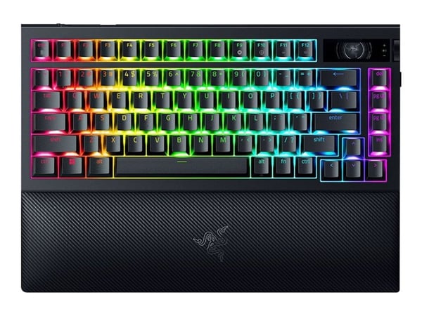 Razer BlackWidow V4 Pro - Tastatur - 75% - med OLED display, command dial - bakgrunnsbelyst - trådløs - USB-C, 2.4 GHz, Bluetooth 5.1 - QWERTY - US...