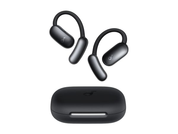 Soundcore AeroFit 2 AI Assistant - True wireless-hodetelefoner med mikrofon - åpent øre - over-øret-montering - Bluetooth - svart