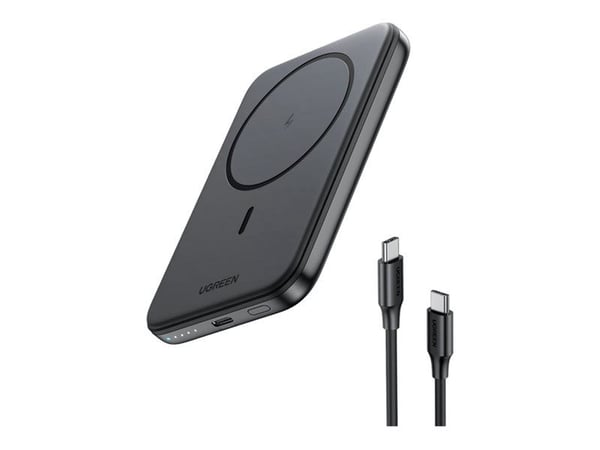 Ugreen - Trådløs nødlader - magnetisk - Li-Ion - 10000 mAh - 37 Wh - 20 watt - 3 A - PD 3.0 (USB-C) - svart