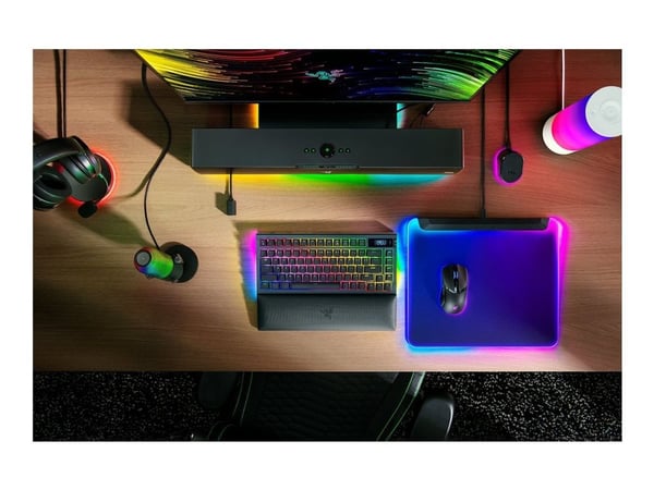 Razer BlackWidow V4 Pro - Tastatur - 75% - med OLED display, command dial - bakgrunnsbelyst - trådløs - USB-C, 2.4 GHz, Bluetooth 5.1 - QWERTY - US...