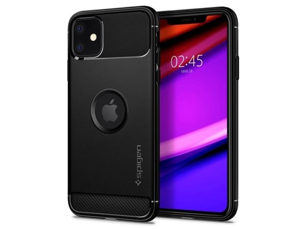 Spigen Rugged Armor, Etui, Apple, iPhone 11, Svart