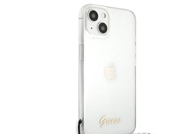 Guess GUHCP13SKPSWH iPhone 13 mini 5.4" läpinäkyvä kova kotelo Valkoinen Pearl