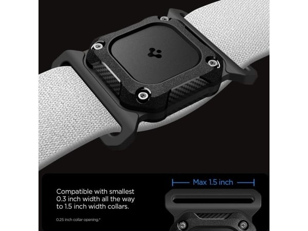 Spigen Tough Armor IP Pet Collar, laatikko, musta, Apple, termoplastinen polyuretaani (TPU), AirTag, 1 kpl