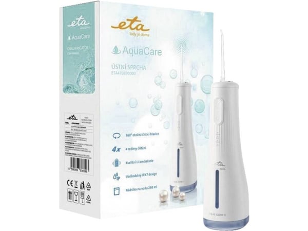 Eta AquaCare II, 0,25 l, Hvit, Trådløs munnskyller, 2,1 kPa, 8,3 kPa, Knapper