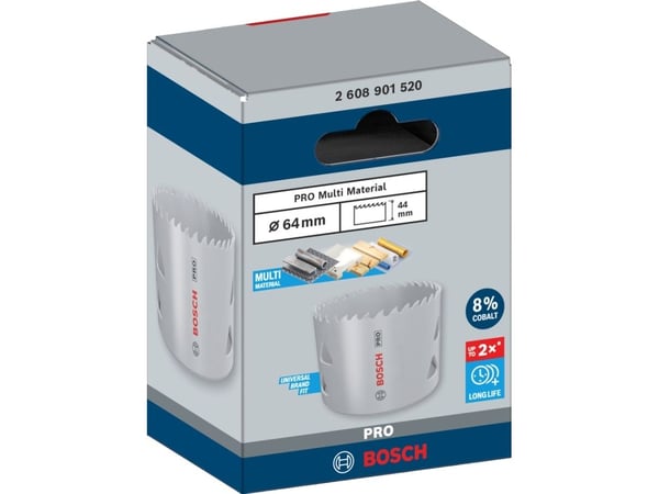 Bosch PRO Multi Material, Yksi, Pora, Kipsilevy, Metalli, Kirjometalli, Muovi, Pehmeä puu, Harmaa, Kobolttiteräs, Pikateräs-kobolttiseos (HSS-Co)