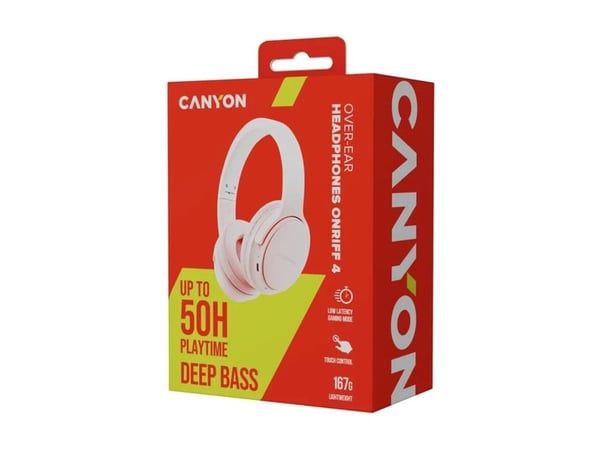 Canyon OnRiff 4 - Hodetelefoner med mikrofon - full størrelse - Bluetooth - kablet, trådløs - 3,5 mm jakk - rosa