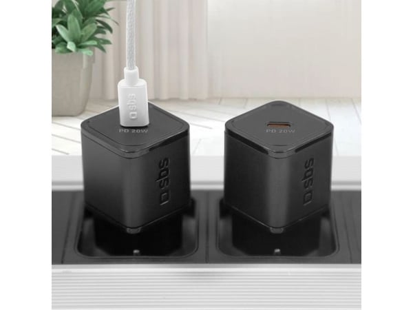 SBS PD Travel Charger 20W USB-C GaN musta