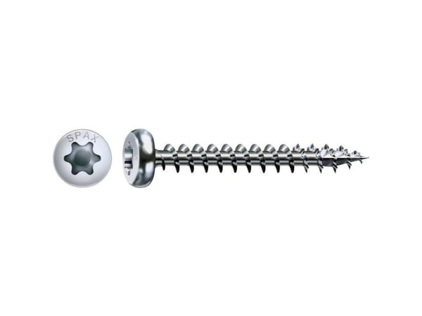 SPAX 0201010400303, Skru, Metall, Zink, Tre, Panorama-hode, Torx, Metallisk