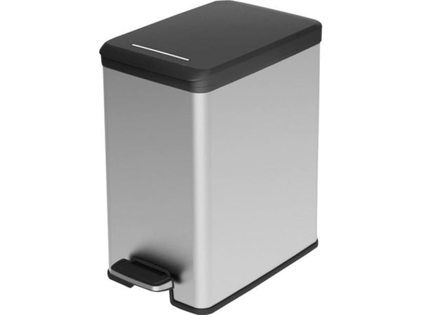 Curver Slim Bin 20L, 20 l, firkant, Plast, Sort, Sølv, Pedal, 250 mm