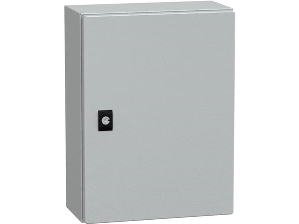 SCHNEIDER ELECTRIC Seinäkaappi metallia CRN, 400 x 300 x 150 mm KxSxK RAL7035 ilman asennuslevyä, IP66, 1 oviAsennuslevy G.nr. 75.12.421.138