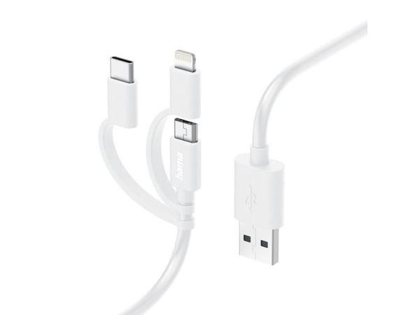 Hama 00201535, 1 m, USB A, Micro-USB B, USB 2.0, 480 Mbit/s, Valkoinen