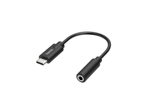 Hama Essential Line - USB-C til hodetelefons-jakkadapter - USB-C hann til mini-phone stereo 3.5 mm hunn - svart