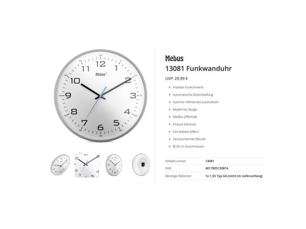 Mebus 13081 Funk Wanduhr