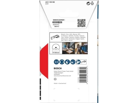 Bosch 2 608 669 118, Segmentert blad, Laminat, Polyvinylklorid (PVC), Tre med spiker, Sort, 10 cm, 1 stykker