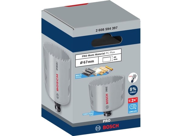 Bosch PRO Multi Material PC Plus, Yksi, Pora, Kipsilevy, Metalli, Kirjometalli, Muovi, Pehmeä puu, musta, Harmaa, Kobolttiteräs, Pikateräs-koboltti...