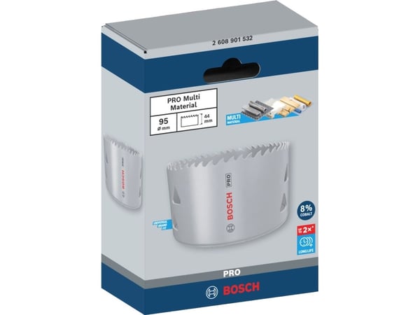 Bosch PRO Multi Material, Enkelt, Bor, Gips, Metall, Ikke-jernholdig metall, Plast, Mykt treverk, Grått, Koboltstål, Koboltlegert høyhastighetsstål...