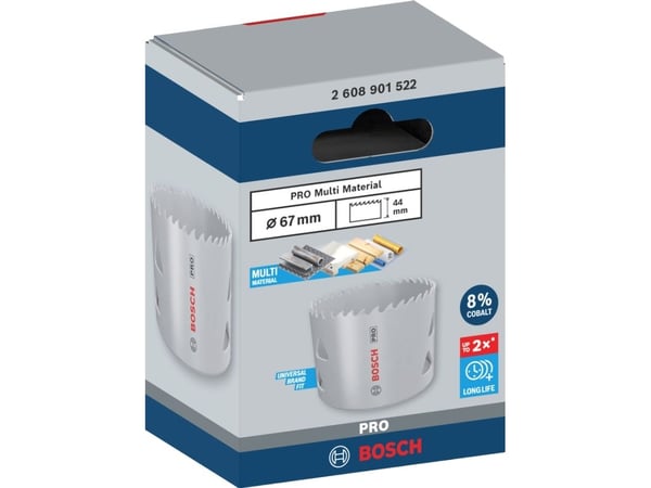 Bosch PRO Multi Material, Yksi, Pora, Kipsilevy, Metalli, Kirjometalli, Muovi, Pehmeä puu, Harmaa, Kobolttiteräs, Pikateräs-kobolttiseos (HSS-Co)