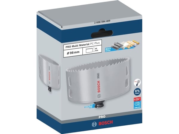 Bosch PRO Multi Material PC Plus, Yksi, Pora, Kipsilevy, Metalli, Kirjometalli, Muovi, Pehmeä puu, musta, Harmaa, Kobolttiteräs, Pikateräs-koboltti...