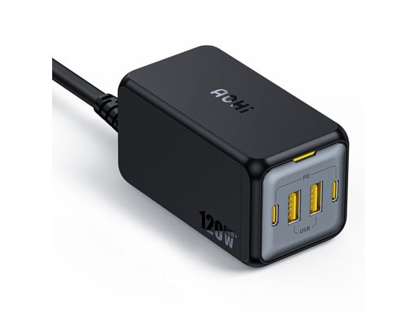 AOHI nettlader AOC-C006 120 W med 2x USB-C og 2x USB-A (svart)