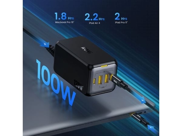 AOHI nettlader AOC-C006 120 W med 2x USB-C og 2x USB-A (svart)