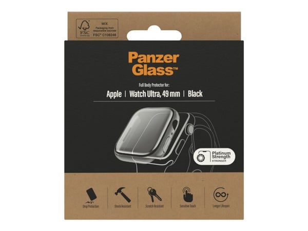 PanzerGlass - Skjermbeskyttelse for smart armbåndsur - helhus - glass - rammefarge svart - for Apple Watch Ultra (49 mm)