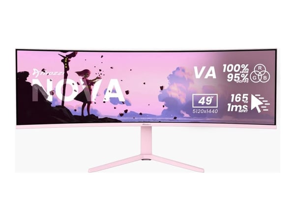 Arozzi Nova 49“ Curved VA 165Hz - Ultrawide Gaming Monitor - Pink