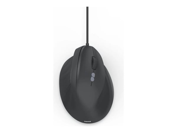 Hama ECM-500R - Vertikal mus - ergonomisk - högerhänt - optisk - 7 knappar - kabelansluten - USB-A - svart - plastfri förpackning