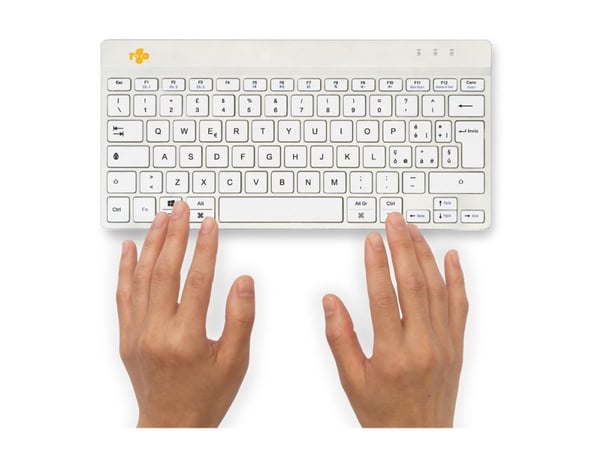 R-Go Compact Break - Tangentbord - med integrerad bromsindikator - trådlös - Bluetooth 5.0 - QWERTY - italiensk - vit