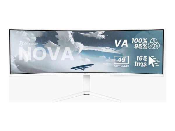 Arozzi Nova 49“ Curved VA 165Hz - Ultrawide Gaming Monitor - White
