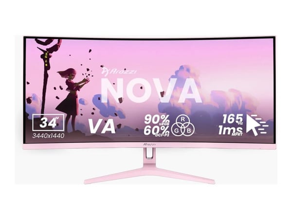 Arozzi Nova 34“ Curved VA 165Hz - Gaming Monitor - Pink
