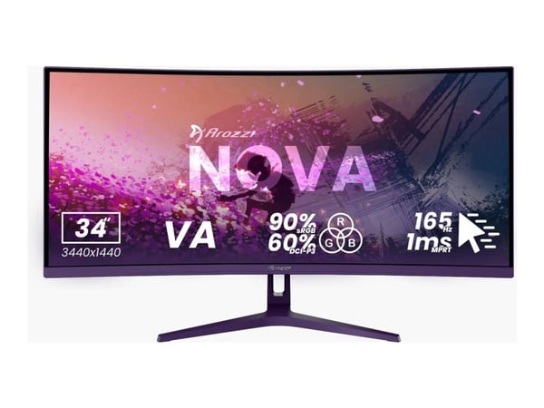 Arozzi Nova 34“ Curved VA 165Hz - Gaming Monitor - Purple