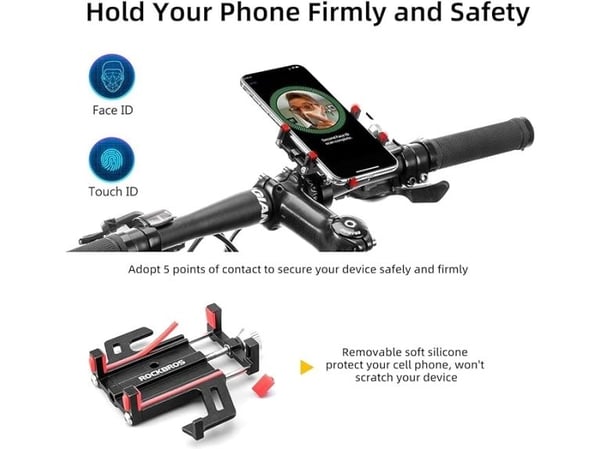 RockBros sykkelholder til telefon på styret i aluminium - svart