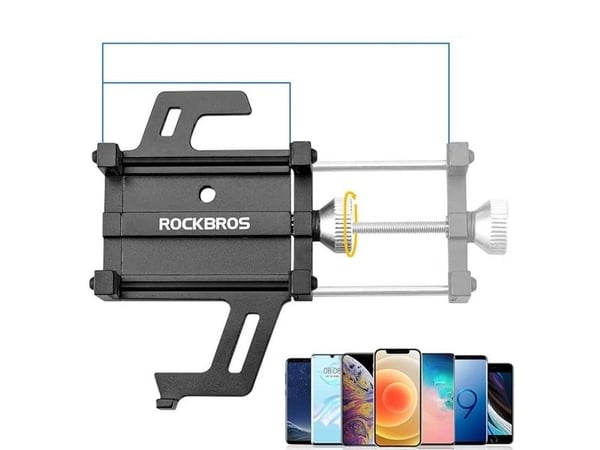 RockBros sykkelholder til telefon på styret i aluminium - svart