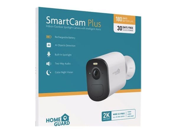 Homeguard SmartCam Plus - Nätverksövervakningskamera - inomhusbruk, utomhusbruk - väderbeständig - färg (Dag&Natt) - 3 MP - 2304 x 1296 - 2K - ljud...