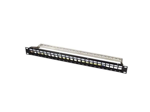 LogiLink Keystone Panel 1U, 24 Ports, shielded, with label fields, black