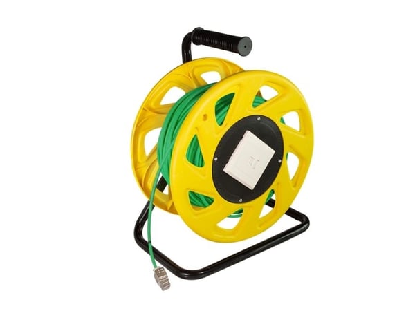 LogiLink nätverkskabelvinda, Cat.7 råkabel, S/FTP, PUR, 60 m gul/grön, med premium PUR-kabel, Cat.7 råkabel 600 MHz råkabel - 1 st (CQ5060S)