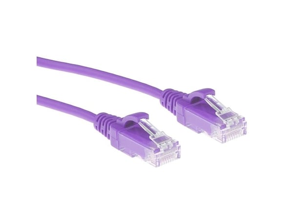 Purple 2 meter LSZH U/UTP CAT6 datacenter slimline patchkabel med RJ45 (snagless)
