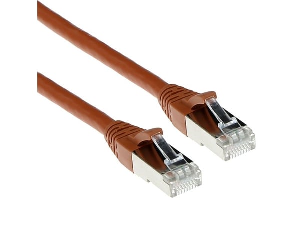Brown 10,00 meter SFTP CAT6A patchkabel snagless med RJ45-kontakter