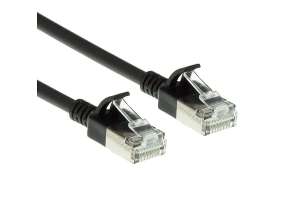Svart 7 meter LSZH U/FTP CAT6A datacenter slimline patchkabel utan trassel med RJ45-anslutningar