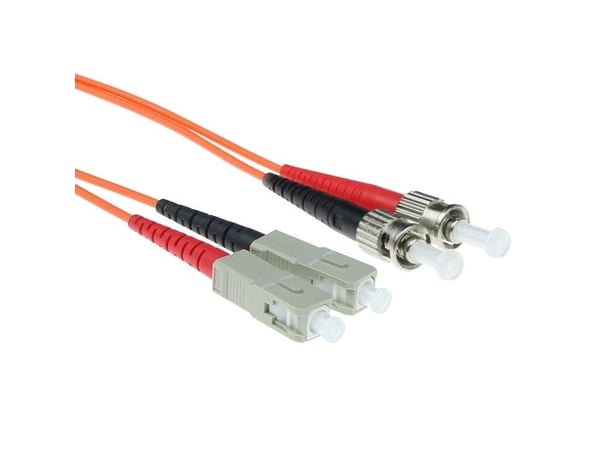 2 meter LSZH multimode fiberpatchkabel duplex OM2 50/125 med SC- och ST-kontakter