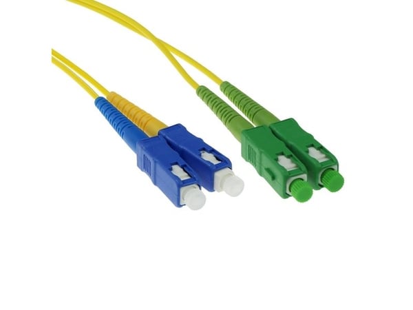 1 meter LSZH singlemode OS2 fiber patchkabel duplex med SC/APC- og SC/PC-kontakter