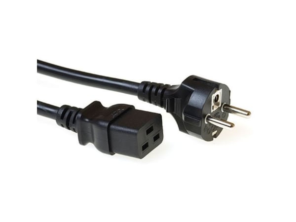 Strömkabel nätkontakt CEE 7/7 hane (rak) - C19 svart 1,5 m